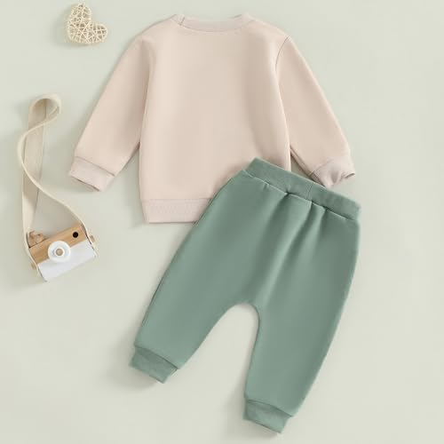 VISGOGO Baby Boy Fall Winter Clothes Set Sweatshirt and Pants