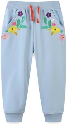Floral Embroidered Jogger Pants for Toddlers - Comfortable and Stylish