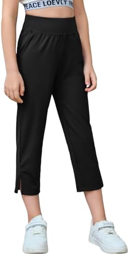Girls High Waist Capri Yoga Pants Kids Athletic