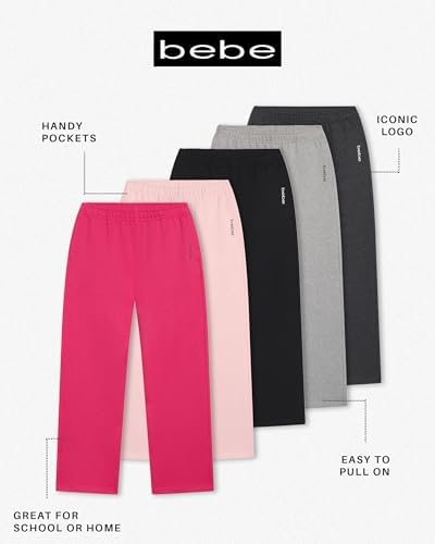 bebe Girls Wide Leg Sweatpants with Pockets