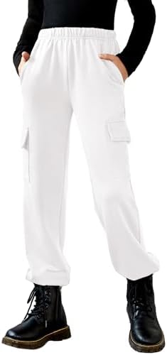 Arshiner Girls Slim-fit Joggers with Pocket for Kids