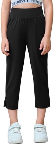 Girls High Waist Capri Yoga Pants Kids Athletic