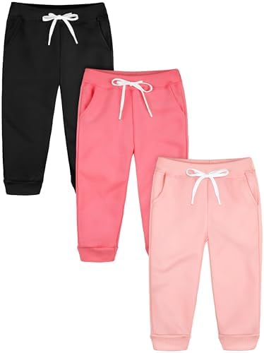 Resinta 3 Pack Toddler and Baby Girls Fleece Sweatpants for Girls