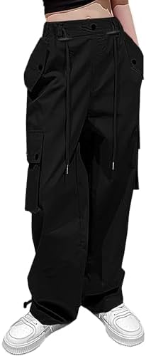 Y2K Cargo Parachute Pants for Girls 5-14