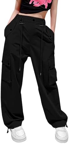 Y2K Cargo Parachute Pants for Girls 5-14