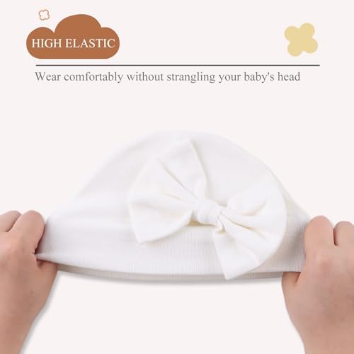Bamery Newborn Baby Girl Cotton Bow Beanie