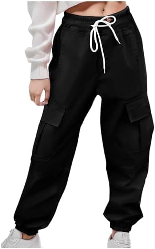 TANGNADE Girls High Waisted Drawstring Sweatpants