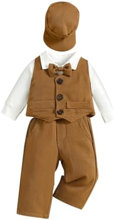 4-Piece Baby Boy Set - Gentleman 4Pcs Sleeveless Tracksuit Plus Hat Bib