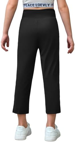 Girls High Waist Capri Yoga Pants Kids Athletic