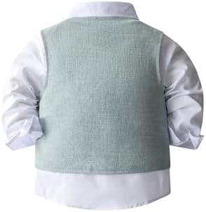 Toddler Baby Boys Formal Suit with Button Down Shirt and Elastic Waistcoat