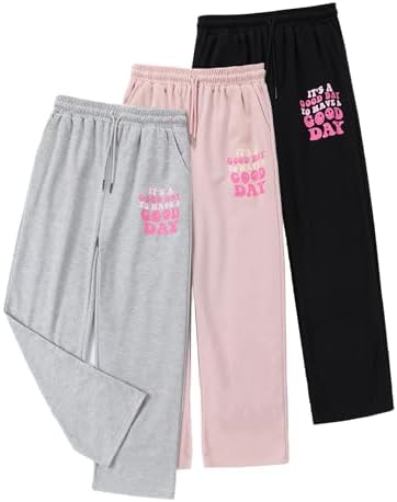 EXARUS Letter Graphic - Girls 3-Pack High-Waisted Joggers