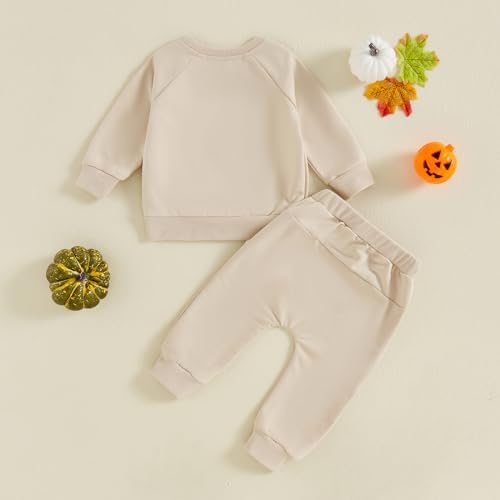 Toddler Halloween pumpkin sweatshirt pants for boys and girls