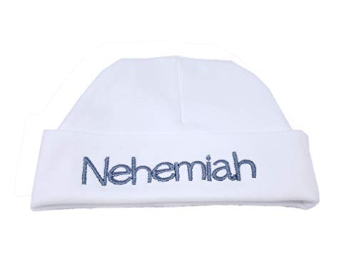 Personalized New Baby Boy Beanie Hat with Royal Thread