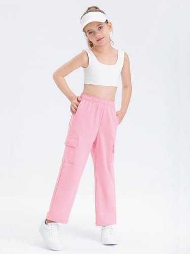 Wide Straight Leg Cargo Pants for Girls and Kids 5-14
