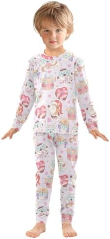 WIFIU Pajama Set Long Sleeve Sleepwear for Kids 18M-8Y