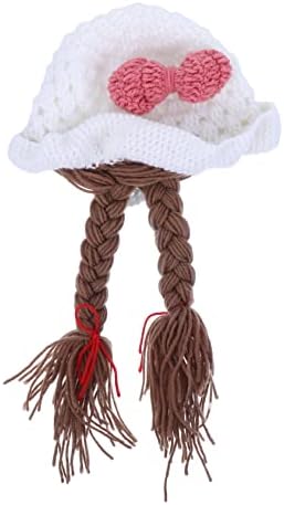 Handmade Woolen Braided Baby Girl Hat with Bowknot