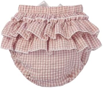 Yartina Infant Baby Ruffled Plaid Diaper Cover Shorts