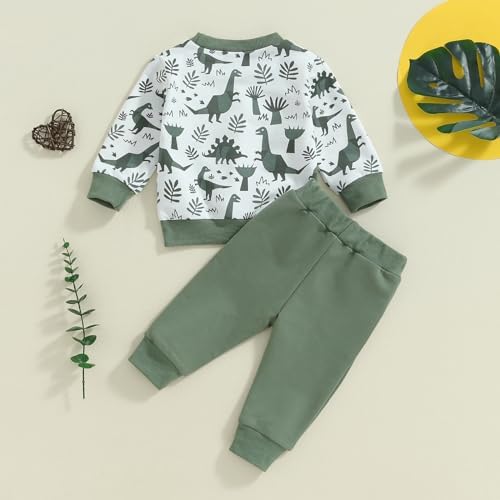 Toddler Boy Dinosaur Printed Fall Outfit Set