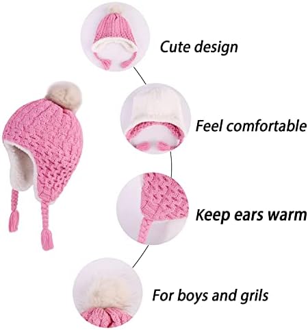LANGZHEN Winter Fleece Beanie for Toddler Kids