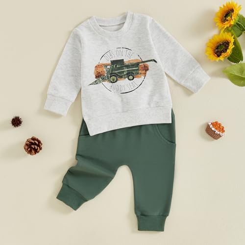 Baorji Toddler Farm Tractor Print Sweater Pants Set