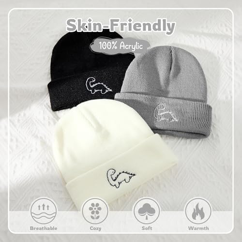 Cute Warm Dinosaur Toddler Beanie 3-Pack
