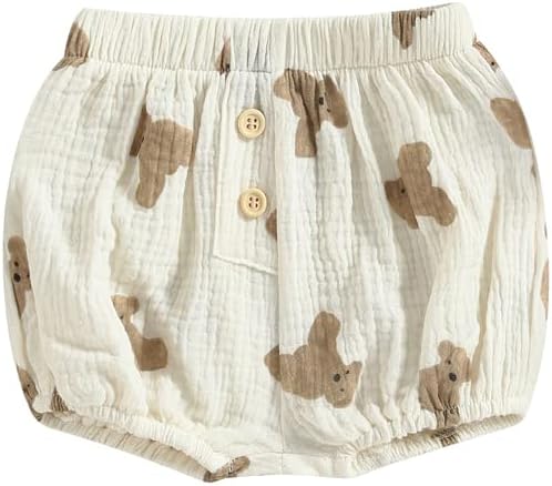 Yccutest Heart Floral Cotton Linen Bloomers for Babies
