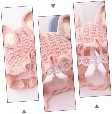 Handmade Winter Baby Hat with Rabbit Ears and Adjustable Fit Pink