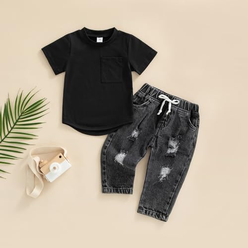 Suolongsama Toddler Denim Outfit Set for Boys