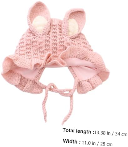 Handmade Winter Baby Hat with Rabbit Ears and Adjustable Fit Pink