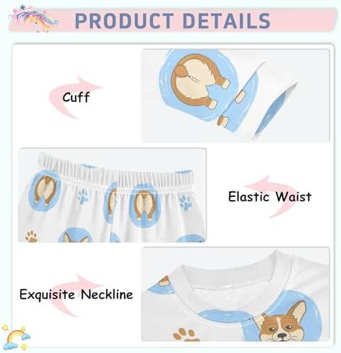 WIFIU Girls Pajama Set 2 Piece Soft Cotton Sleepwear