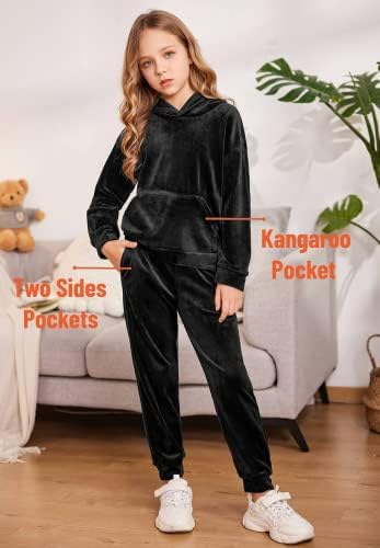 Perfect 2-Piece Girls athletic tracksuit set Velour Hoodies Joggers