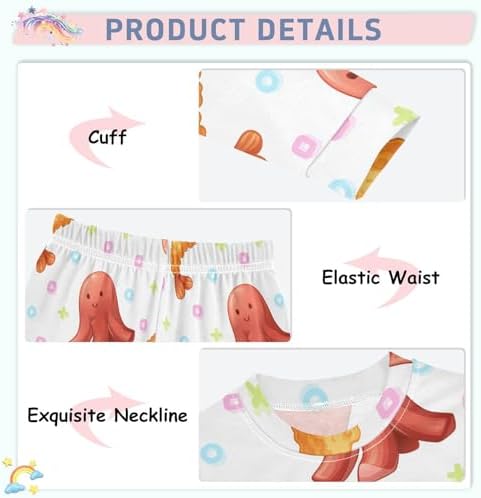 WIFIU Pajama Sets Long Sleeve 2 Piece Sleepwear for Kids