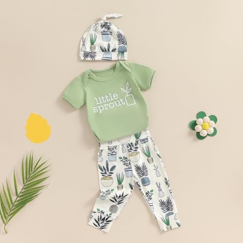 Little Sprout Short Sleeve Romper Pants Set for Newborn Boys