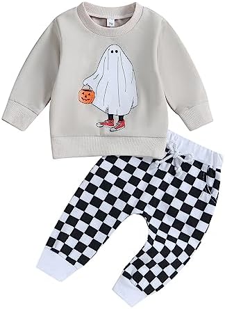 Adobabirl Toddler Halloween Outfits pumpkin patch crew sweatshirt pants set