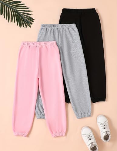 Girls 3 Pcs Letter Graphic Print Sweatpants Joggers 4-14