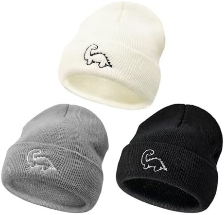 Cute Warm Dinosaur Toddler Beanie 3-Pack
