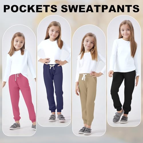 Silkfly 4-Pack Boys Girls sweatpants with pockets for kids