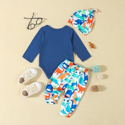 Baoji Newborn Boys Fall Romper Dinosaur Print Set