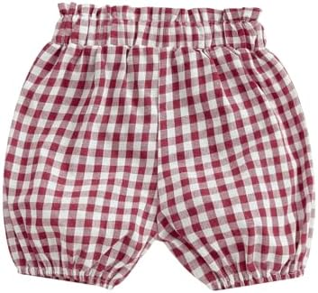 Emmababy Plaid Ruffle Blocked Shorts for Baby Pieced Elastic Waist Design
