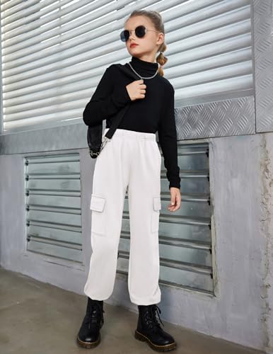 Arshiner Girls Slim-fit Joggers with Pocket for Kids