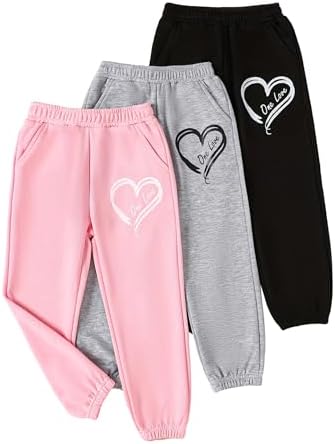Girls 3 Pcs Letter Graphic Print Sweatpants Joggers 4-14