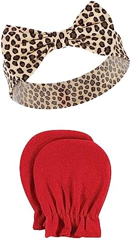 Hudson Baby Baby Girls Cotton Headband and Scratch Mitten Set