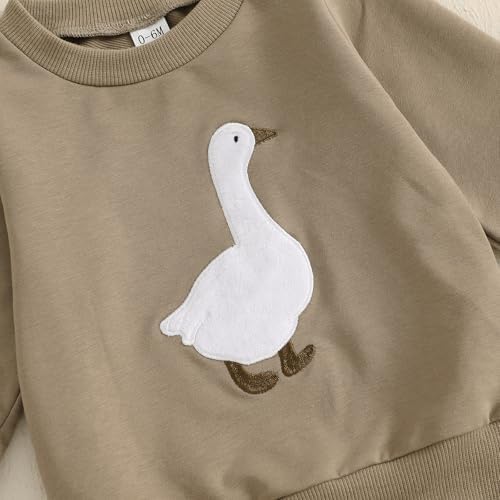 Newbgclo Toddler Boy Winter Long Sleeve Duck Print Pullover Pants Set 2Pcs