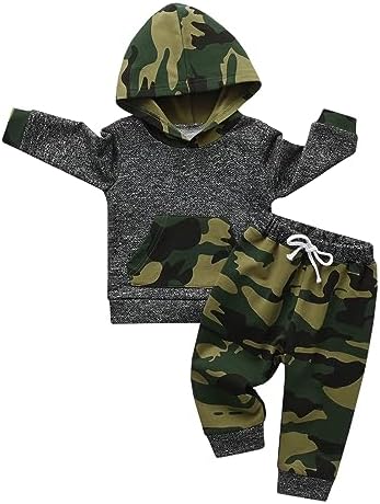 Derouetkia Toddler Boys Cartoon Bear hoodie pants set