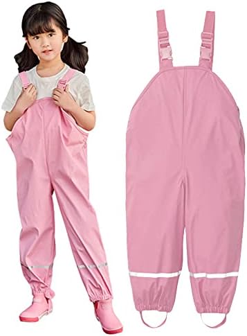 Reflective suspenders proving waterproof toddler rain pants dirt and mud-proof