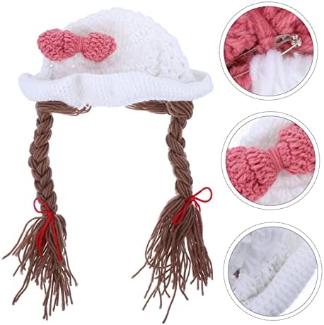 Handmade Woolen Braided Baby Girl Hat with Bowknot