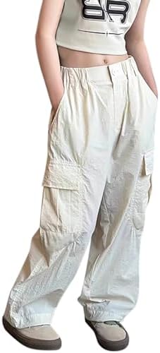 Girls Cargo Jogger Pants High Waist Streetwear