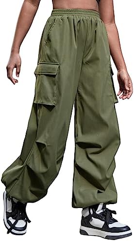 OYOANGLE Elastic Cargo Pants for GirlsCasual Stylish Daily Wear