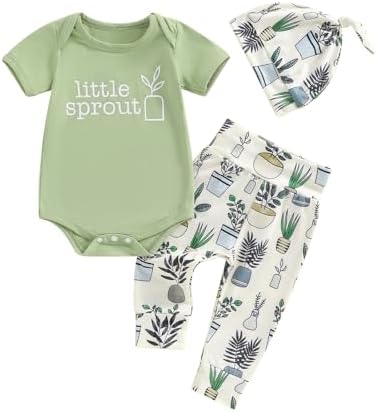 Little Sprout Short Sleeve Romper Pants Set for Newborn Boys