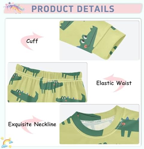 Pajama Sleep Set Soft Cotton Long Sleeve Top Pants for 18M-8Y